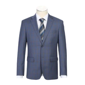 Blue | Tan | Plaid | Notch Lapel | Slim Fit | Wool Suit