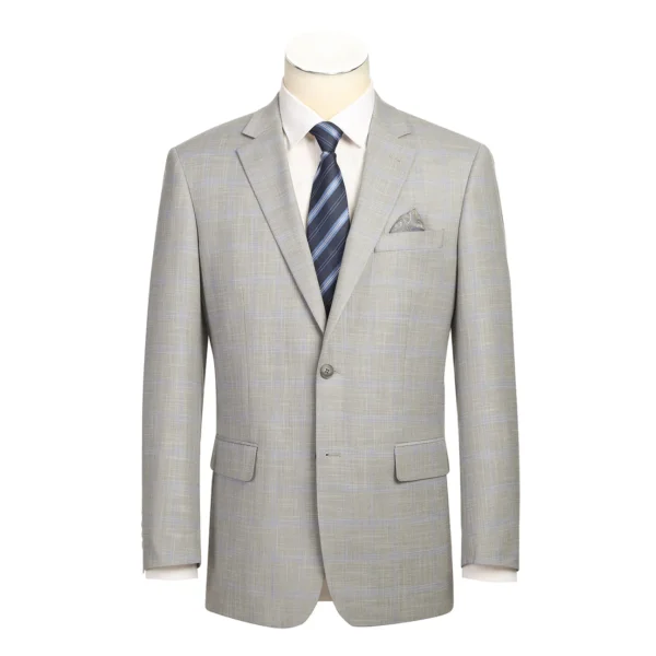 Taupe | Pastel Blue | Window Pane | Notch Lapel |Modern Fit Suit