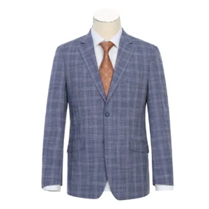Blue | Grey | Plaid | Notch Lapel | Slim Fit Suit