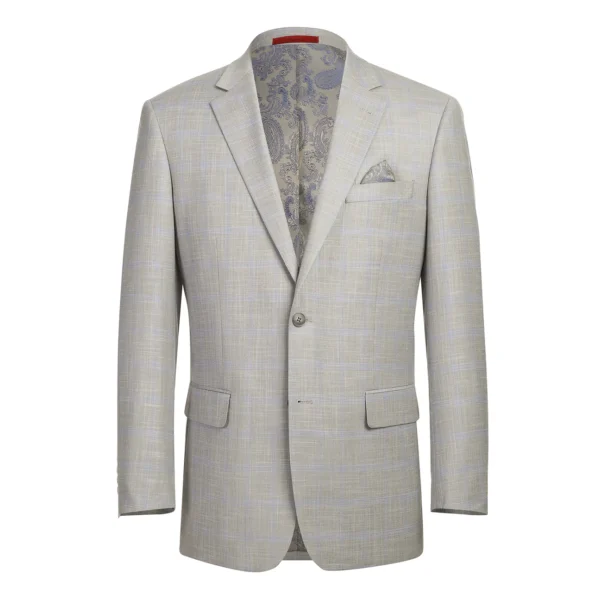 Taupe | Pastel Blue | Window Pane | Notch Lapel |Modern Fit Suit - Image 2