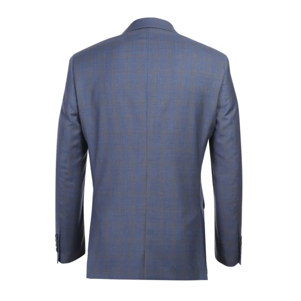 Blue | Tan | Plaid | Notch Lapel | Slim Fit | Wool Suit - Image 3