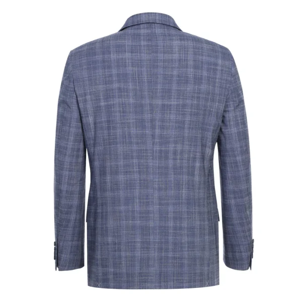 Blue | Grey | Plaid | Notch Lapel | Slim Fit Suit - Image 3