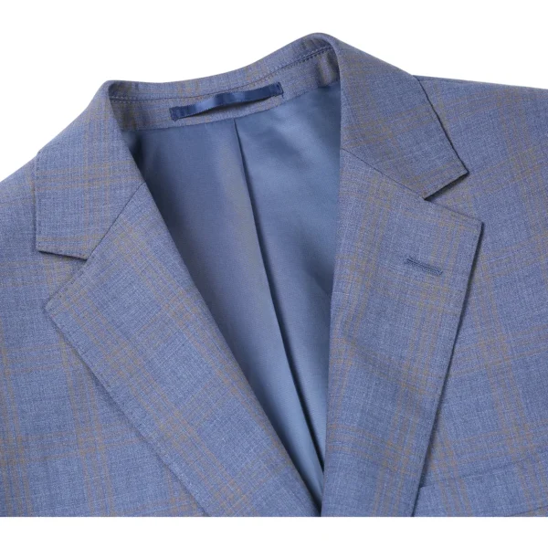 Blue | Tan | Plaid | Notch Lapel | Slim Fit | Wool Suit - Image 4
