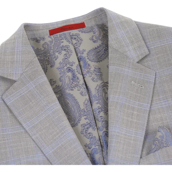 Taupe | Pastel Blue | Window Pane | Notch Lapel |Modern Fit Suit - Image 4
