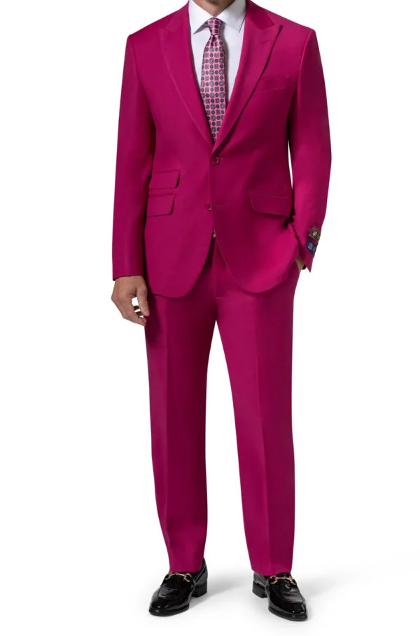 Ruby Red | Wool | Hand-Tailored | Peak Lapel | Ticket Pocket | Modern Fit Suit