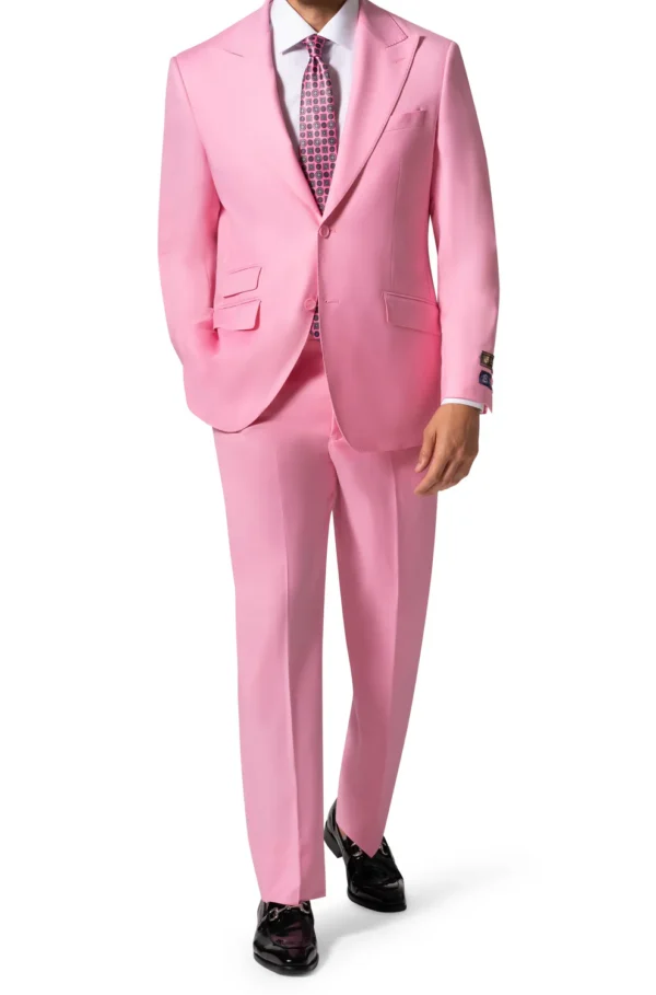 Pink | Wool | Hand-Tailored | Peak Lapel | Ticket Pocket | Modern Fit Suit
