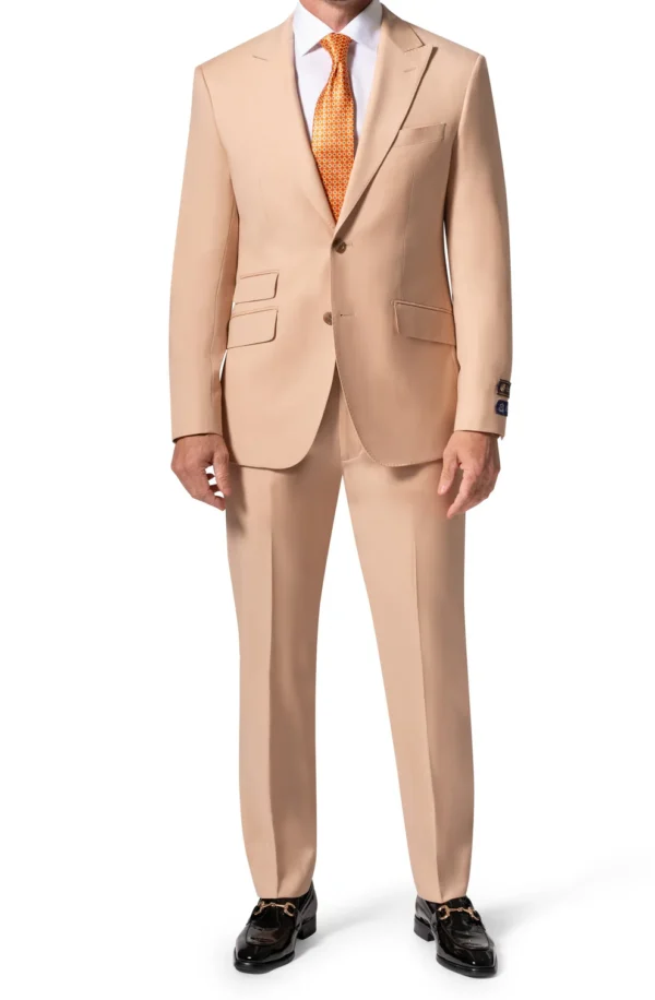 Peach | Wool | Hand-Tailored | Peak Lapel | Ticket Pocket | Modern Fit Suit