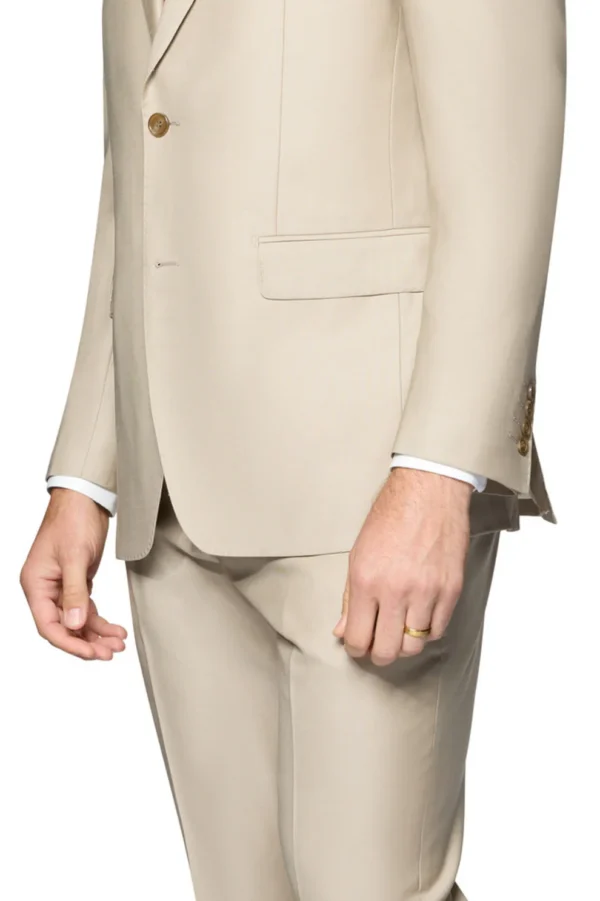 Solid Tan | Wool | Notch Lapel | Slim Fit Suit - Image 3