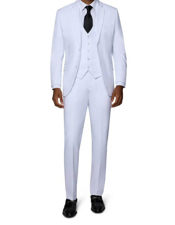 3 Piece | Pure White | Notch Lapel | Modern Fit Suit