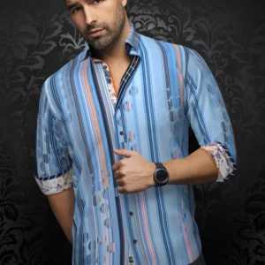 Besmer | Turquoise | Orange | Navy | Stripe | Long Sleeved Shirt