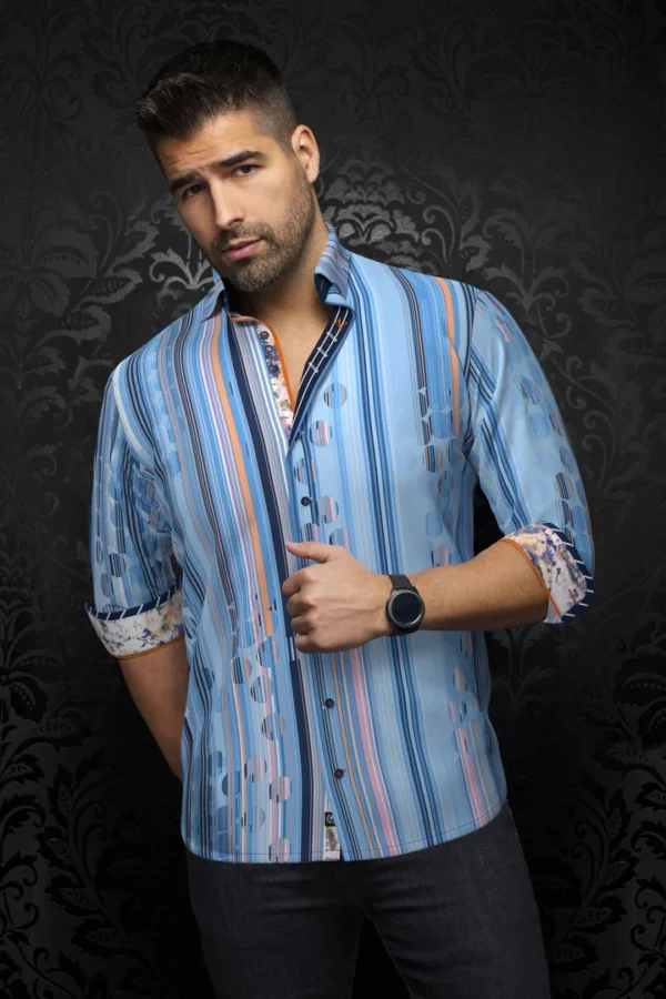 Besmer | Turquoise | Orange | Navy | Stripe | Long Sleeved Shirt
