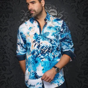 Korey | Turquoise | White | Print | Long Sleeved Shirt