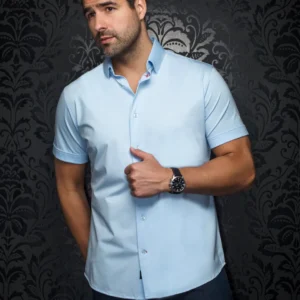 Solid Light Blue | Slim Fit | Short Sleeved Shirt