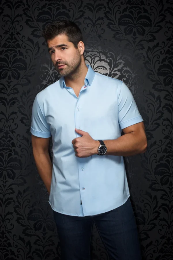 Solid Light Blue | Slim Fit | Short Sleeved Shirt