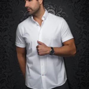 Solid White | Slim Fit | Short Sleeved Shirt
