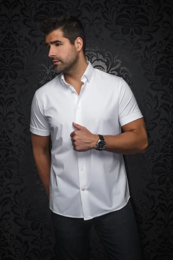 Solid White | Slim Fit | Short Sleeved Shirt