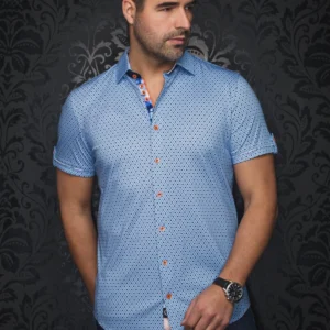 Oslin | Light Blue | Pin Dot | Slim Fit | Short Sleeved Shirt