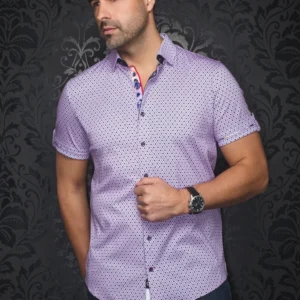 Oslin | Lavender | Polka Dot | Slim Fit | Short Sleeved Shirt