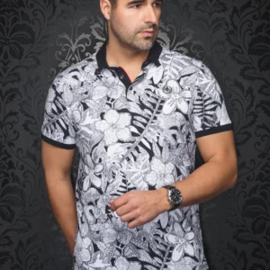 Black | White | Print | Polo