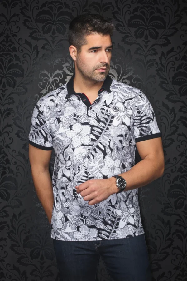 Black | White | Print | Polo