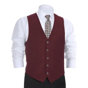 Burgundy 5 Button Vest