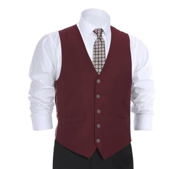 Burgundy 5 Button Vest
