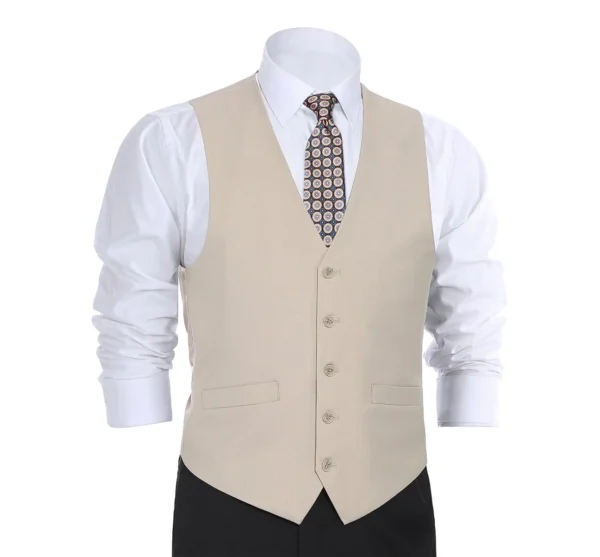 Beige 5 Button Vest