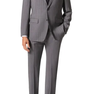 Light Grey | Pinstripe | Notch Lapel | Slim Fit Suit