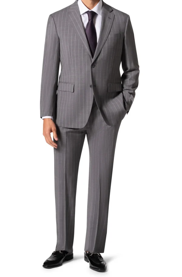 Light Grey | Pinstripe | Notch Lapel | Slim Fit Suit