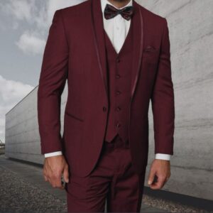 3 Piece | Burgundy | Shawl Lapel | Slim Fit Tuxedo