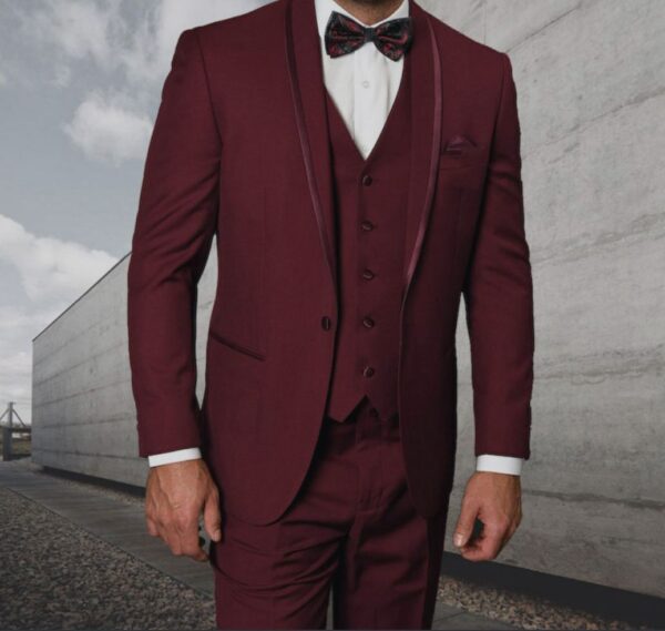 3 Piece | Burgundy | Shawl Lapel | Slim Fit Tuxedo