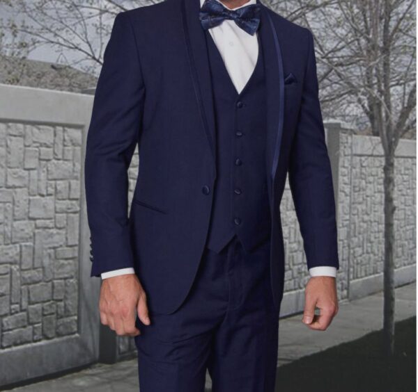 3 Piece | Navy Blue | Shawl Lapel | Slim Fit Tuxedo