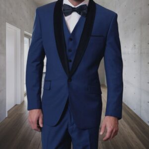 3 Piece | Lapis Lazuli | Black | Shawl Lapel | Slim Fit Tuxedo