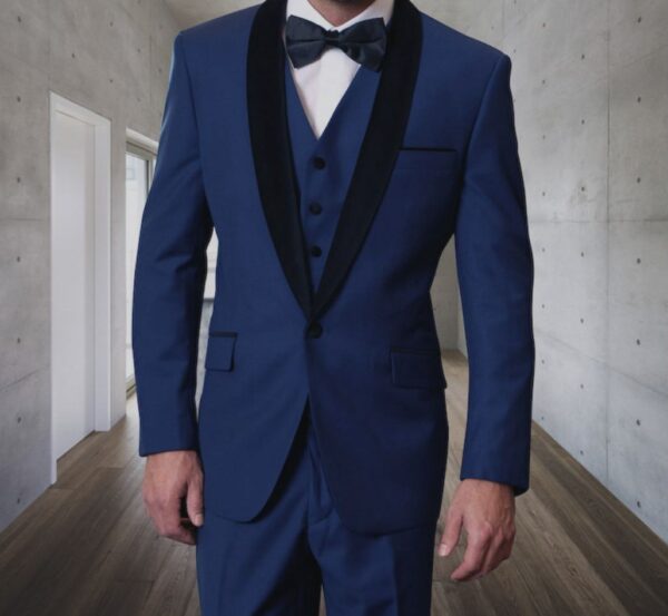 3 Piece | Lapis Lazuli | Black | Shawl Lapel | Slim Fit Tuxedo