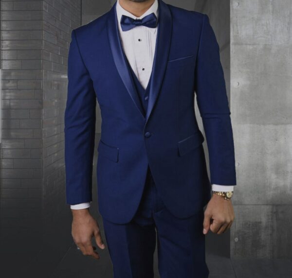 3 Piece | Indigo Blue | Shawl Lapel | Slim Fit Tuxedo