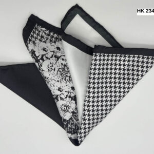 Black and White Print Silk Pocket Square