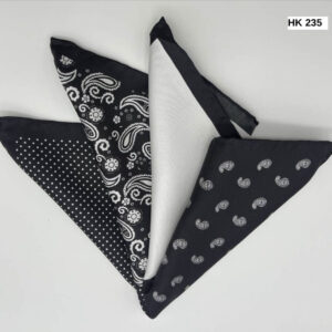 Black and White Print Silk Pocket Square