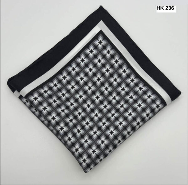 Black | White | Floral | Print | Silk Pocket Square