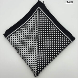 Black and White Diamond Print Silk Pocket Square