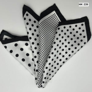 White | Black | Polka Dot | Print | Silk Pocket Square