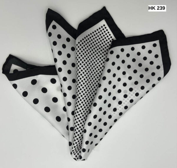 White | Black | Polka Dot | Print | Silk Pocket Square