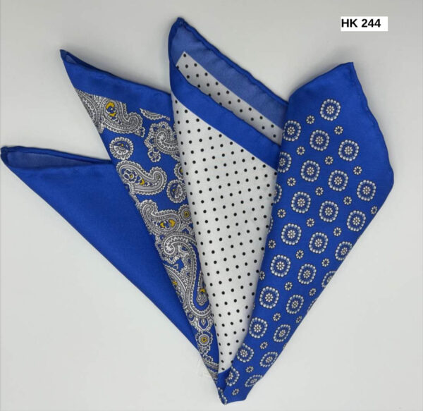 Royal Blue | White | Print | Silk Pocket Square