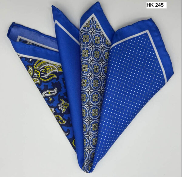Royal Blue | White | Print | Silk Pocket Square