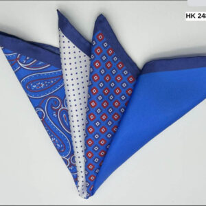 Royal Blue | Navy | White | Print | Silk Pocket Square