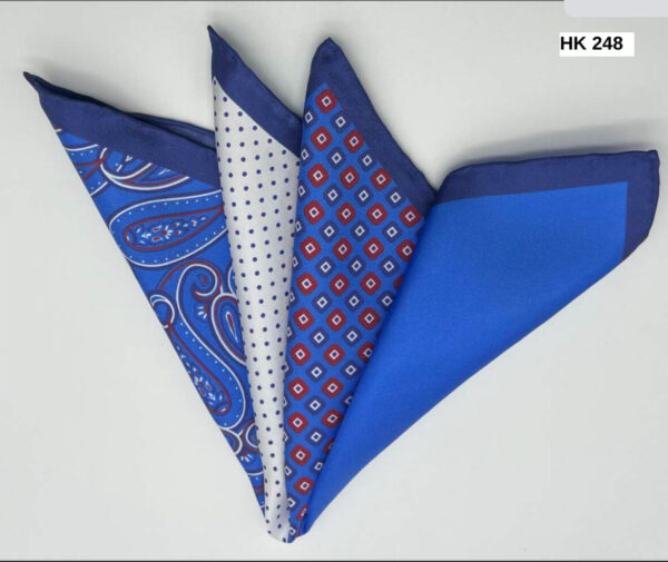 Royal Blue | Navy | White | Print | Silk Pocket Square