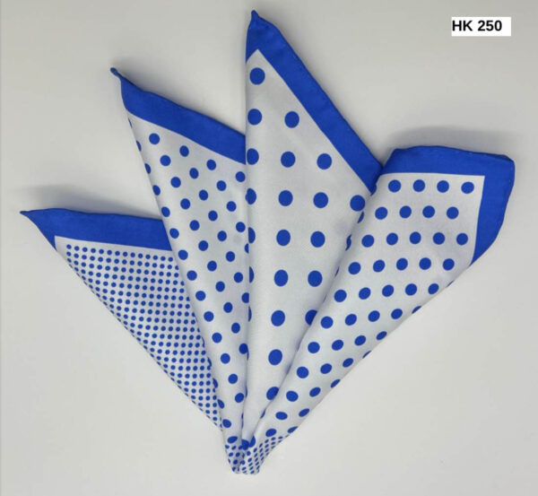 White | Royal Blue | Polka Dot | Silk Pocket Square