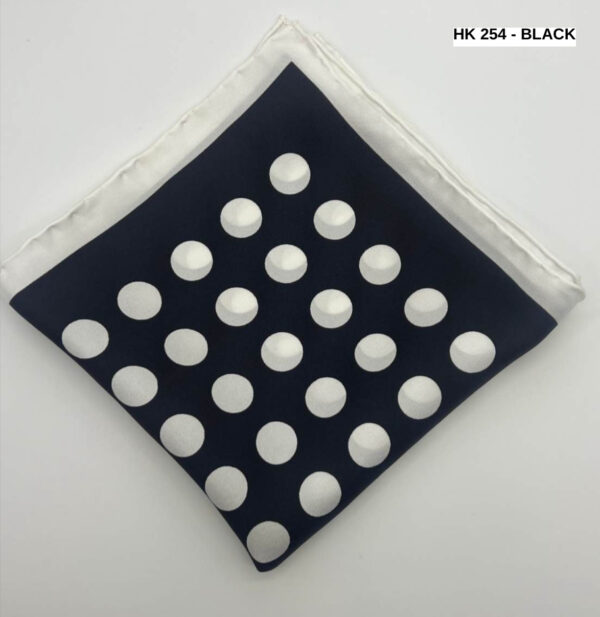 Black | White | Large Polka Dots | Silk Pocket Square