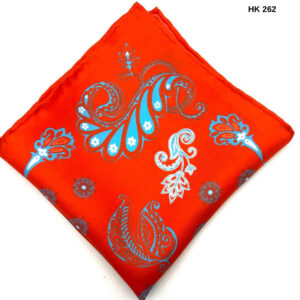 Neon Red | Turquoise | Print | Silk Pocket Square