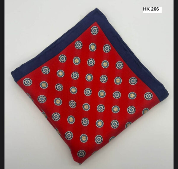 Red | Navy | Print | Silk Pocket Square