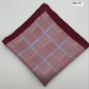 Burgundy Plaid Silk Pocket Square
